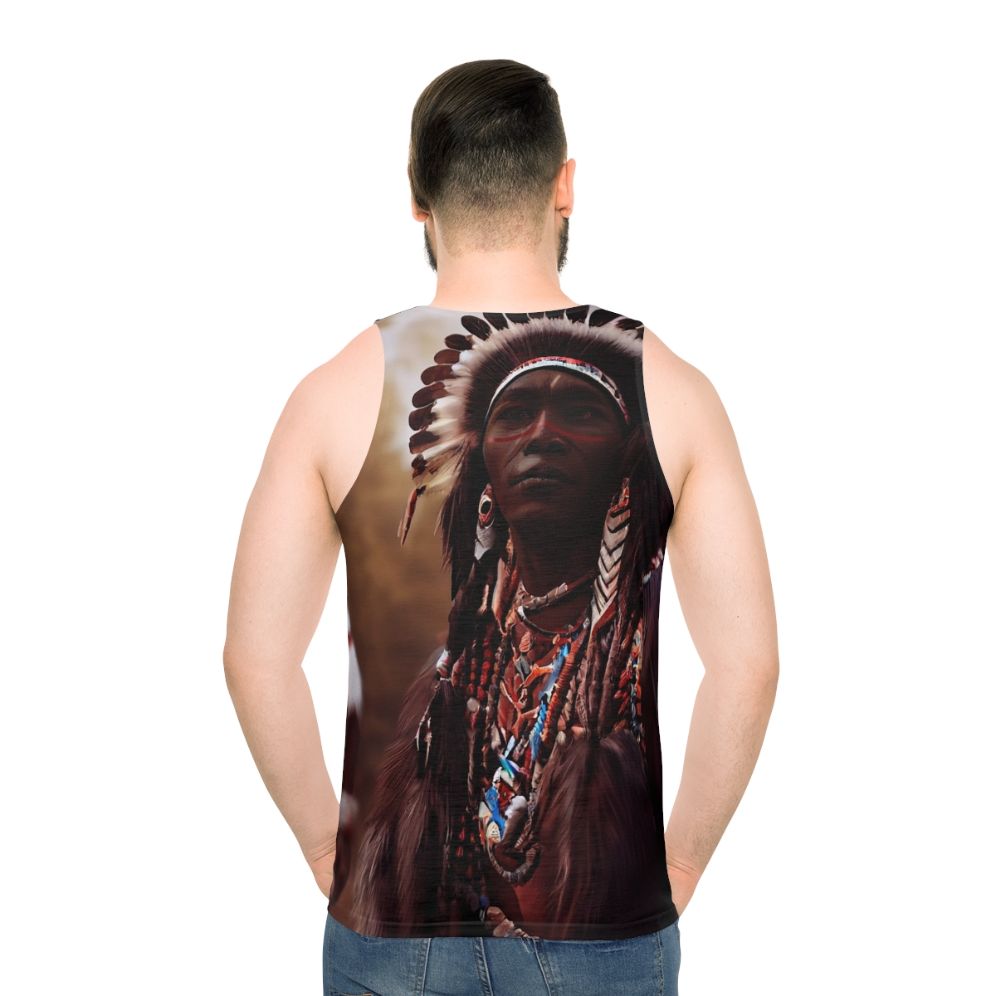 Native American Inspired Unisex Tank Top - men back