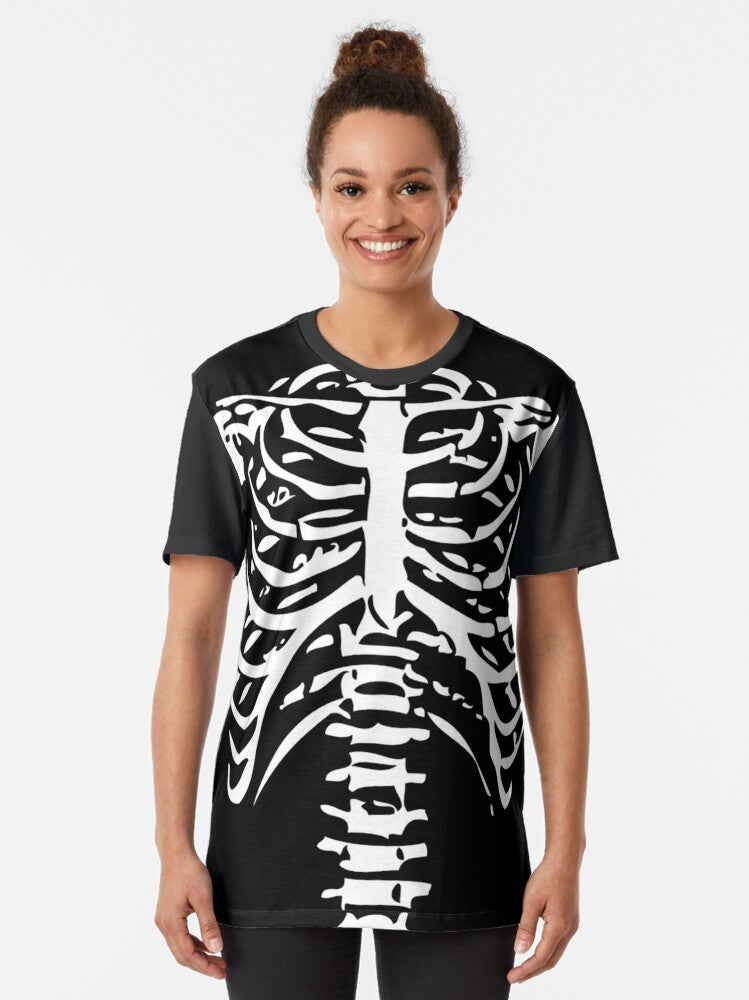 Skeleton rib cage graphic design printed on a t-shirt - Women