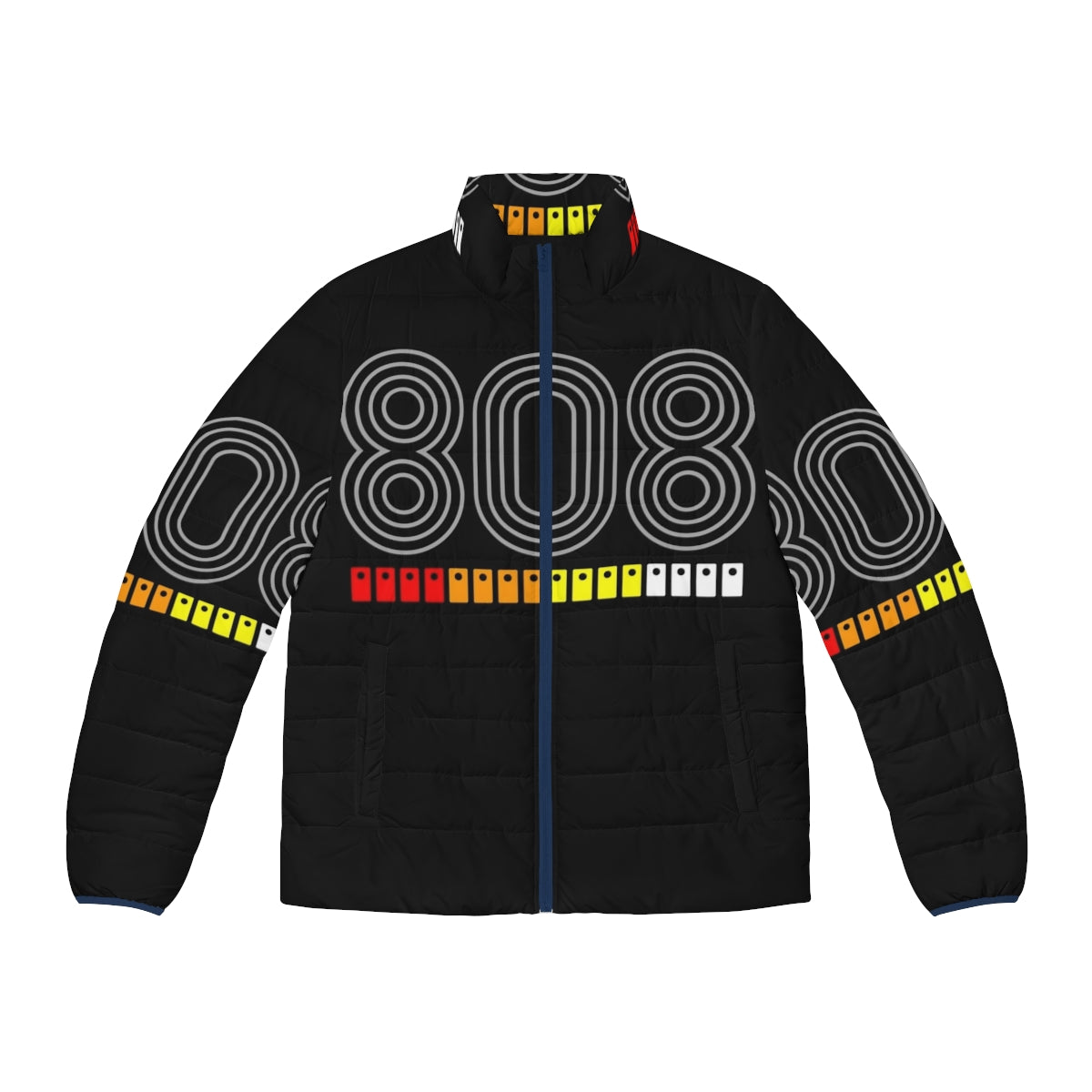 808 puffer jacket with electronic music-inspired design