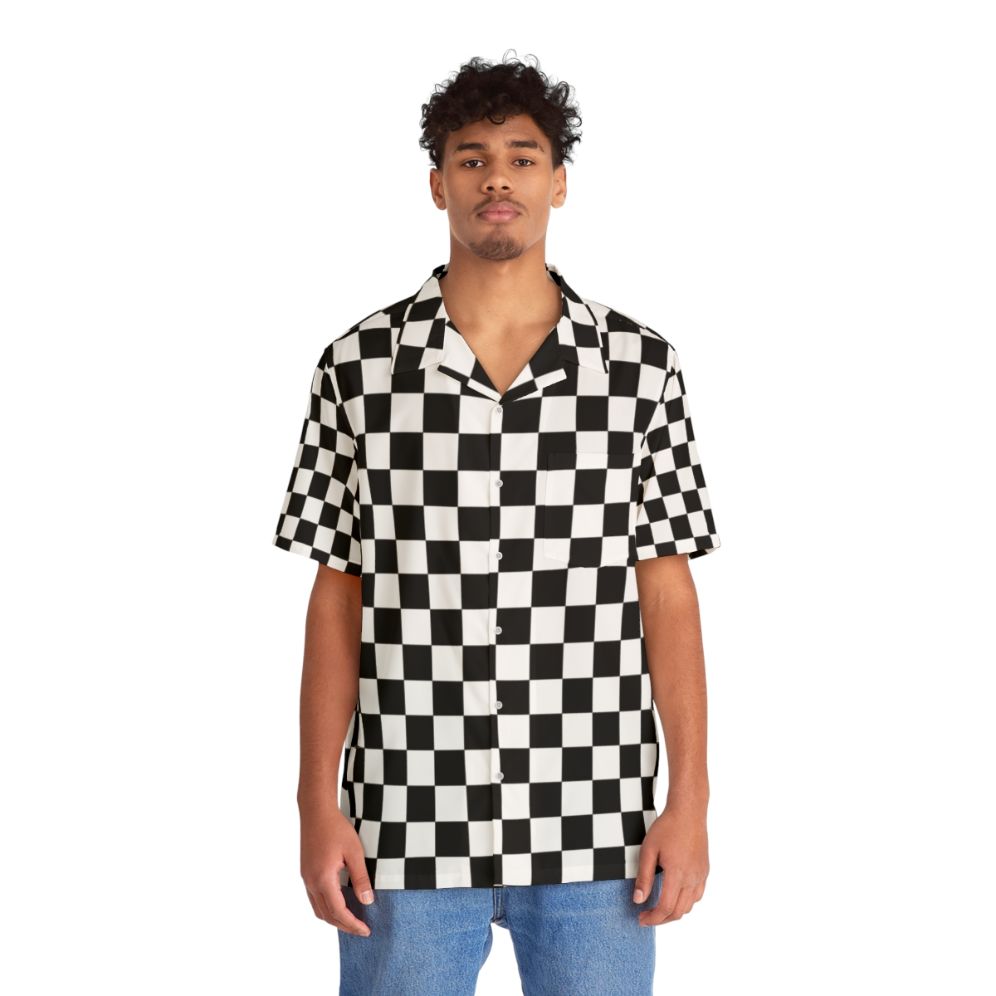 Checkerboard Hawaiian Shirt with Ska and Mod Influences - People Front