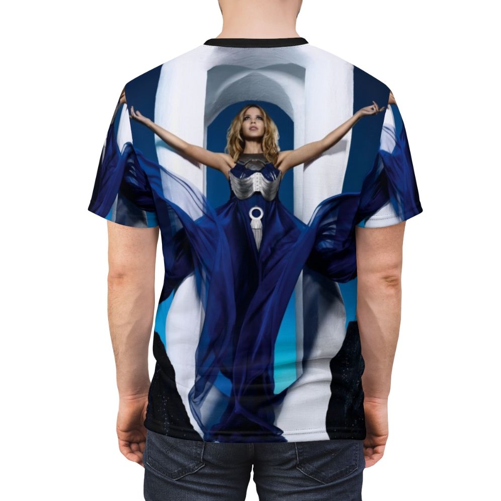 Aphrodite Inspired All-Over Print T-shirt featuring Greek Goddess Imagery and Kylie Minogue Disco Pop Vibes - men back