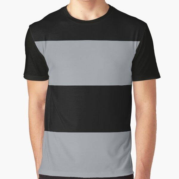 Black and grey horizontal striped t-shirt