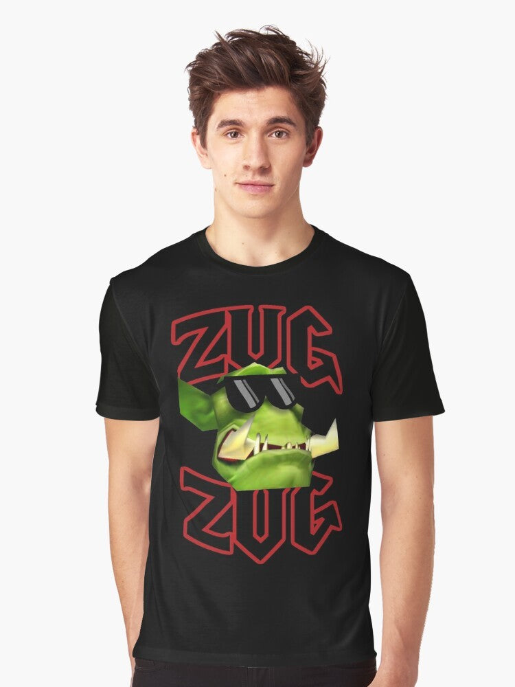 "Zug Zug" Warcraft themed graphic t-shirt with orc and video game references - Men