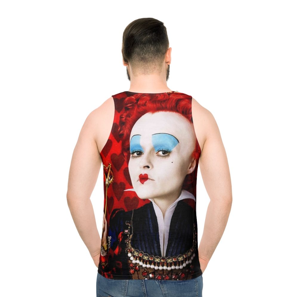 Queen of Hearts unisex tank top with heart print design - men back