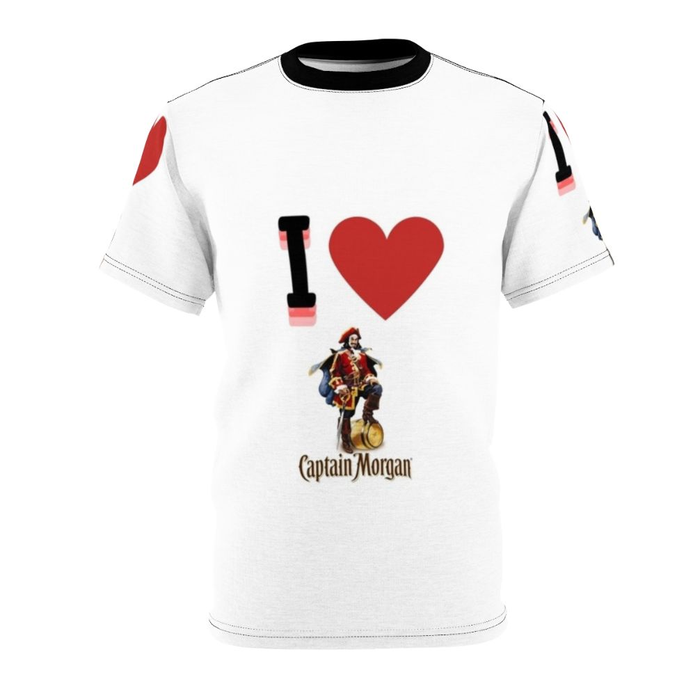 Man wearing a t-shirt with a captain morgan design