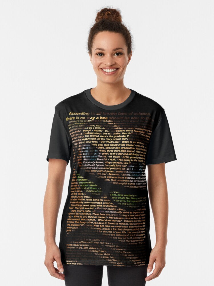 Bee Movie Script Graphic T-Shirt with High-Quality, Readable Text - Women