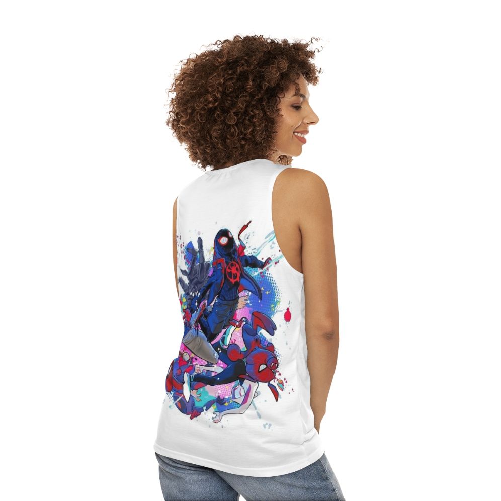 Spider Verse Spiderman Unisex Graphic Tank Top - women back