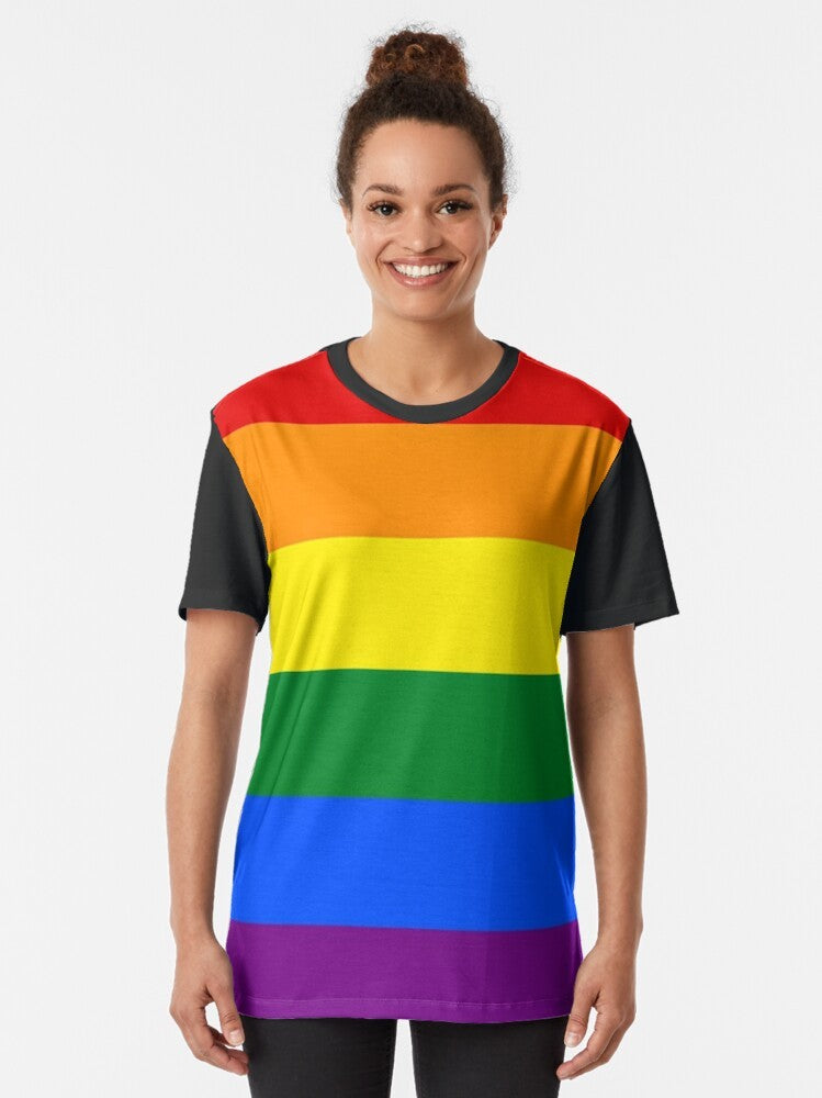 Gay pride flag t-shirt with rainbow graphic design - Women