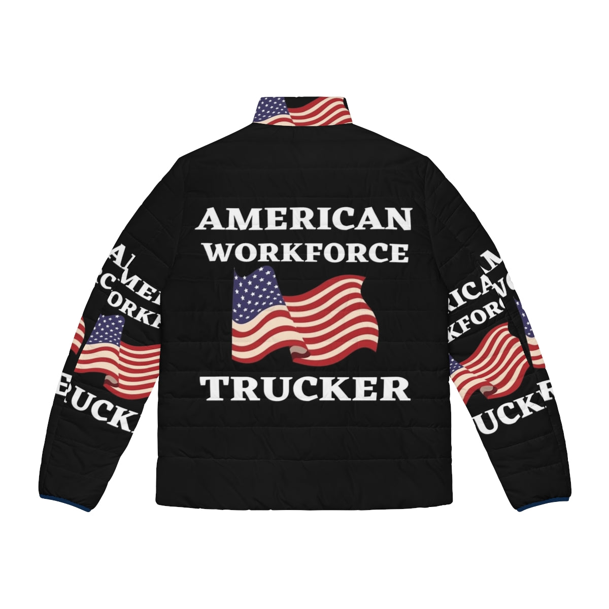 American workforce puffer jacket with USA flag design - Back