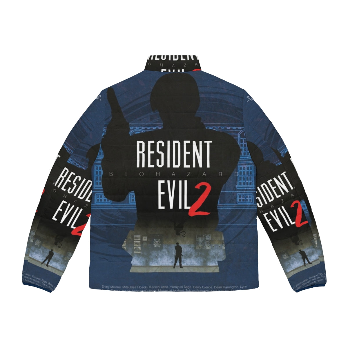 Resident Evil 2 The Licker Minimalist Art Puffer Jacket - Back