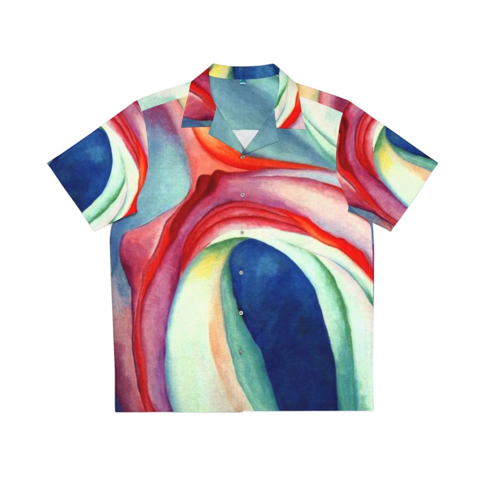 Georgia O'Keefe inspired abstract floral Hawaiian shirt