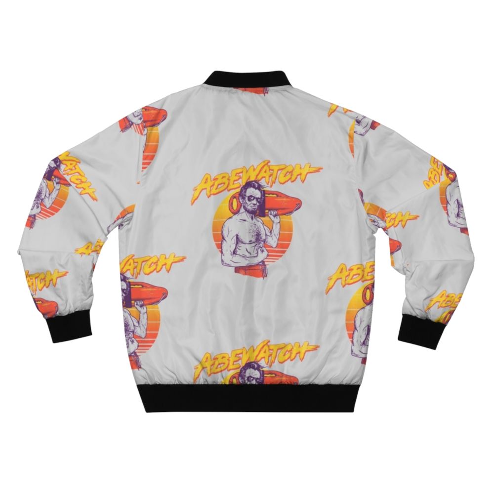 Abewatch Retro Bomber Jacket featuring an Abraham Lincoln inspired design - Back