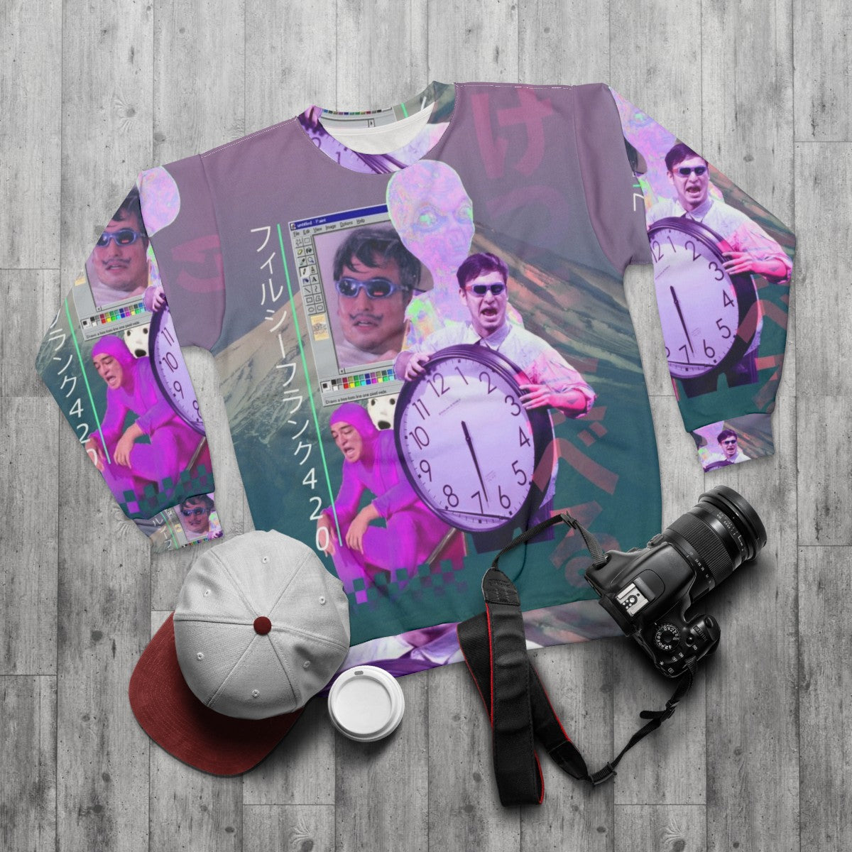 Filthy Frank 420 Vaporwave Sweatshirt - flat lay