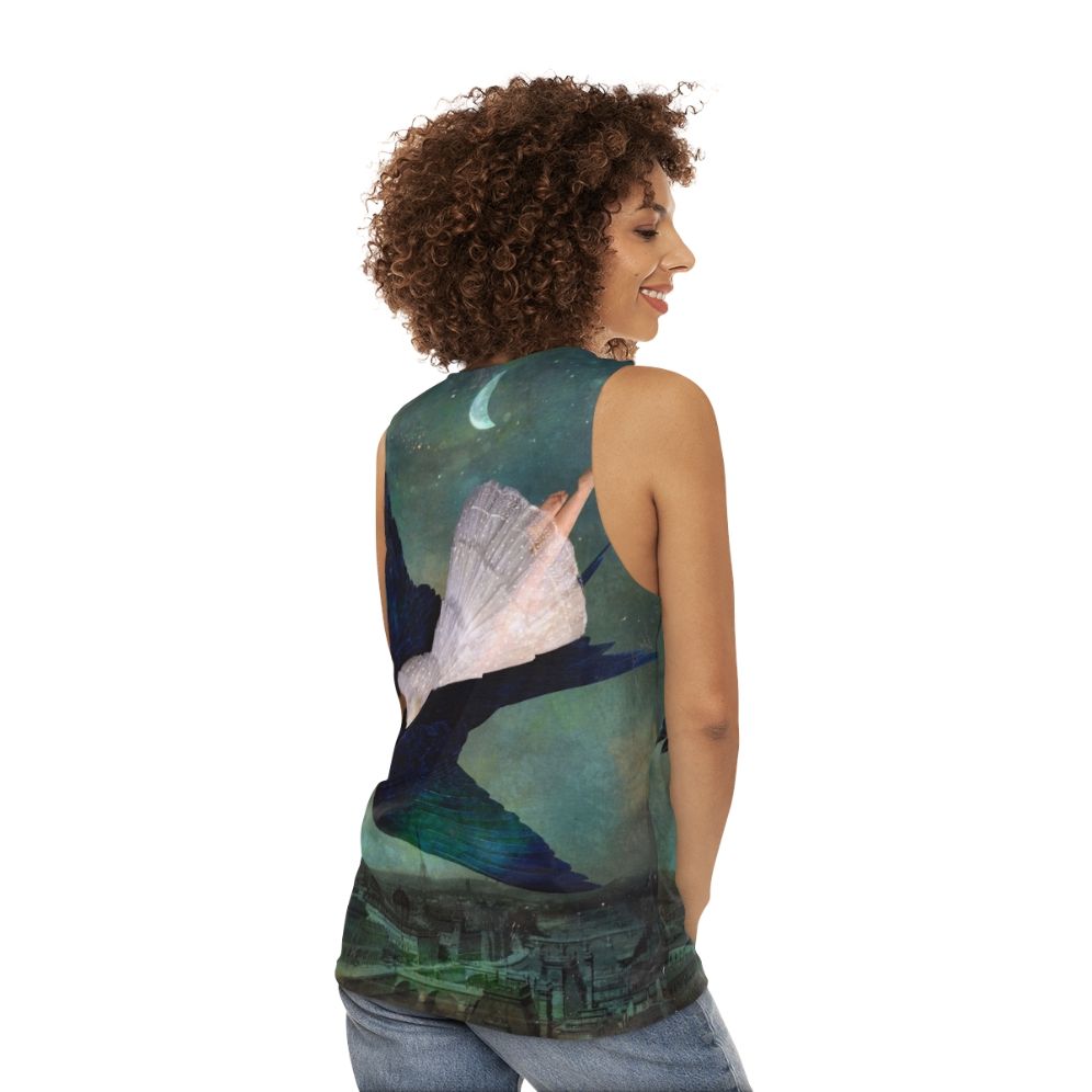 Unisex tank top with Paris night sky design - women back