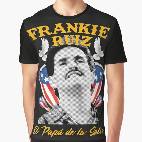 A graphic t-shirt featuring the iconic Puerto Rican salsa artist Frankie Ruiz.