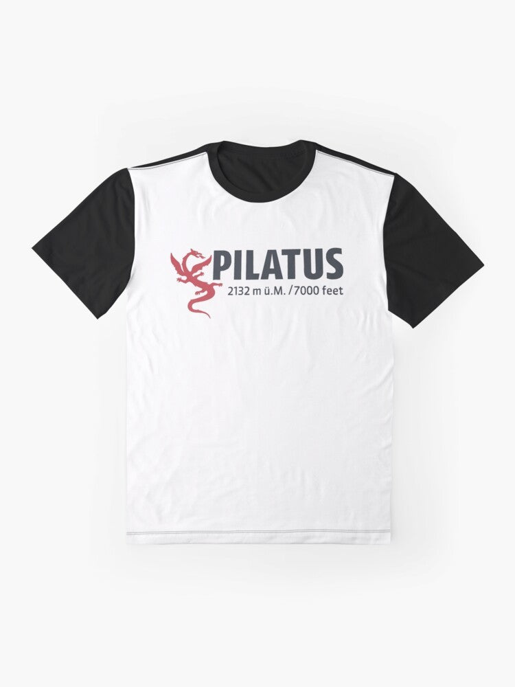 Pilatus mountain in the Swiss Alps graphic t-shirt - Flat lay