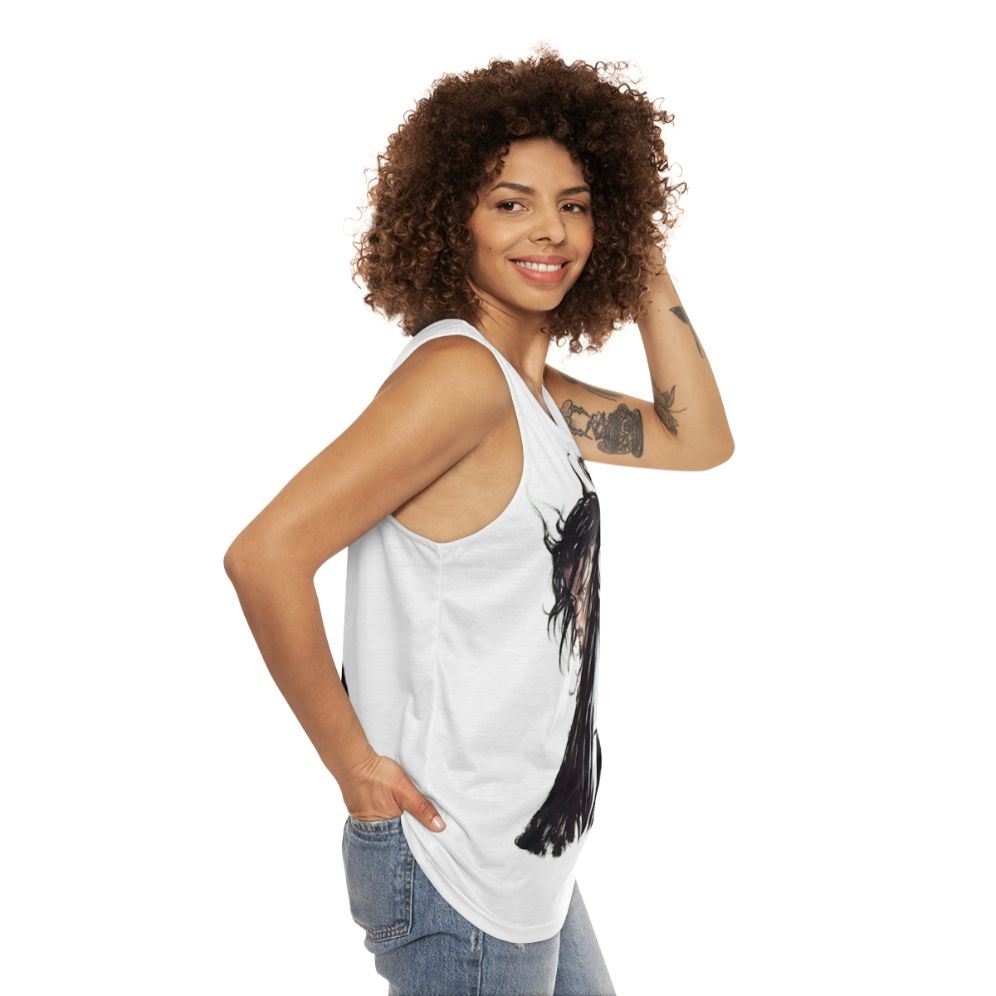 Unisex tank top with minimalist design - women side