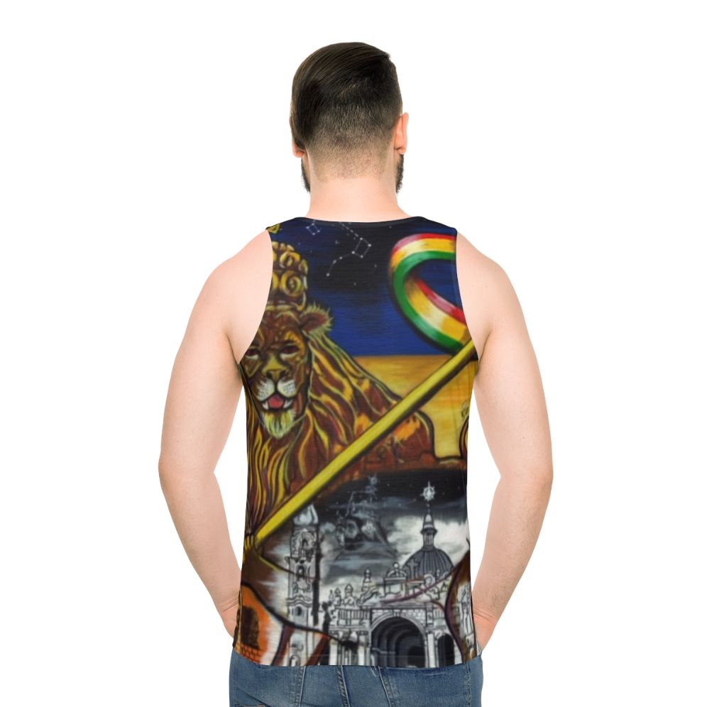 Midnite Zion Unisex Rastafarian Lion of Judah Tank Top - men back