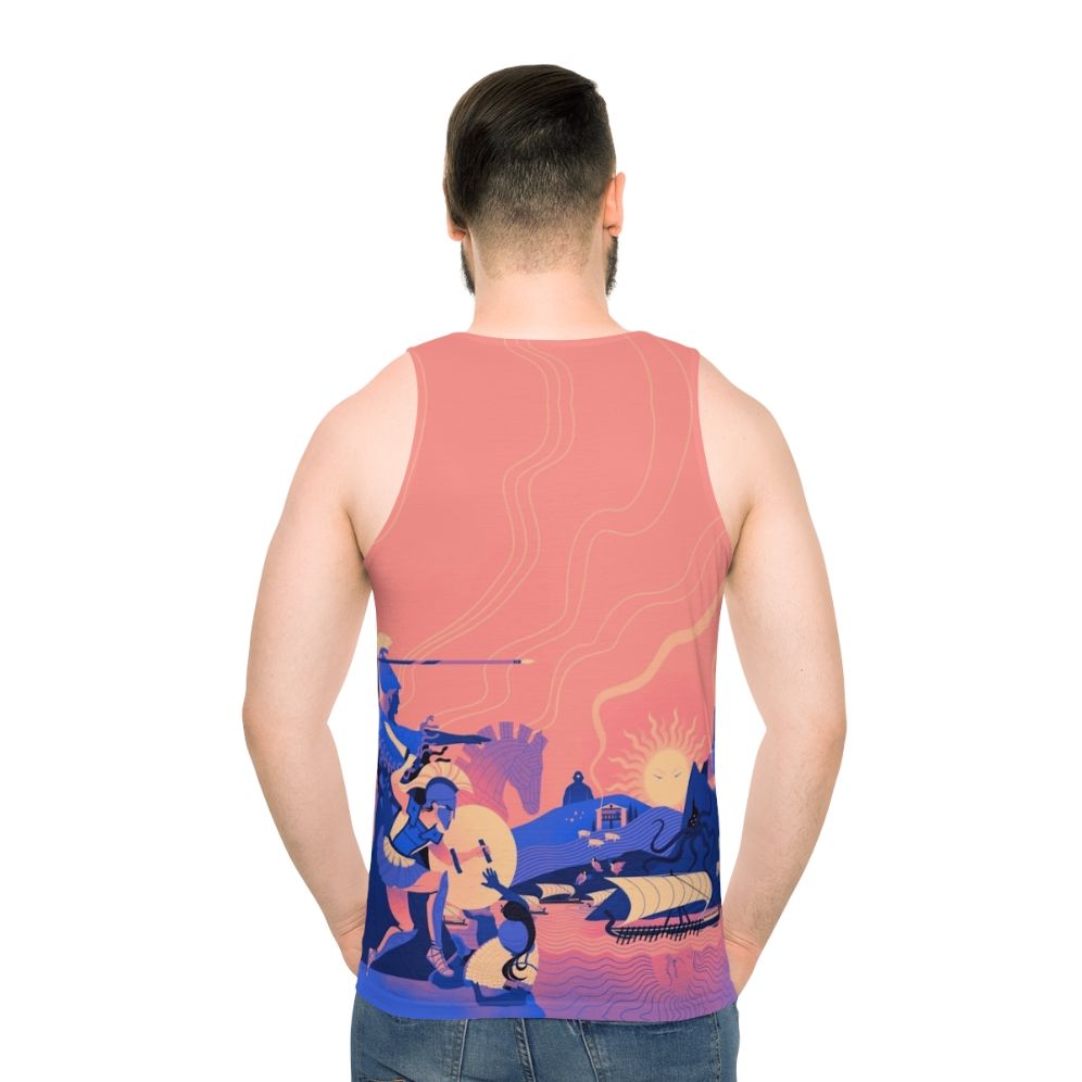 Unisex tank top with Greek mythology inspired design - men back