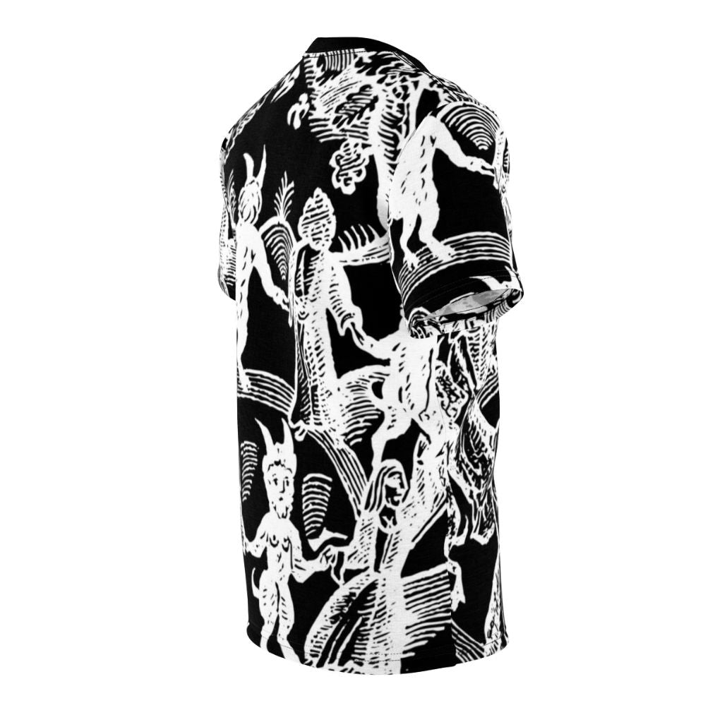 Occult-inspired 'Dance With The Devil' all-over print t-shirt featuring a skull and goat design - men right