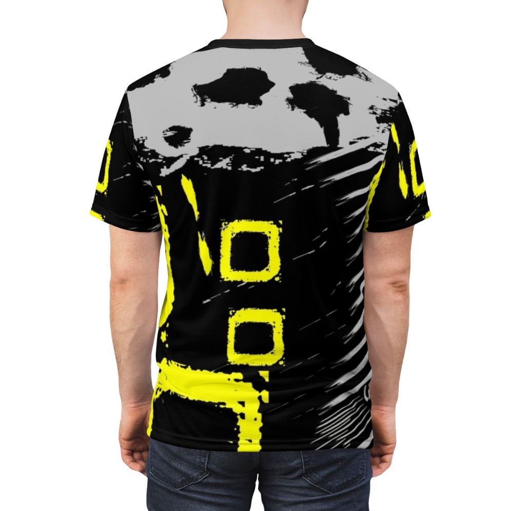 Yellow t-shirt with all-over print featuring a cute kitty design - men back