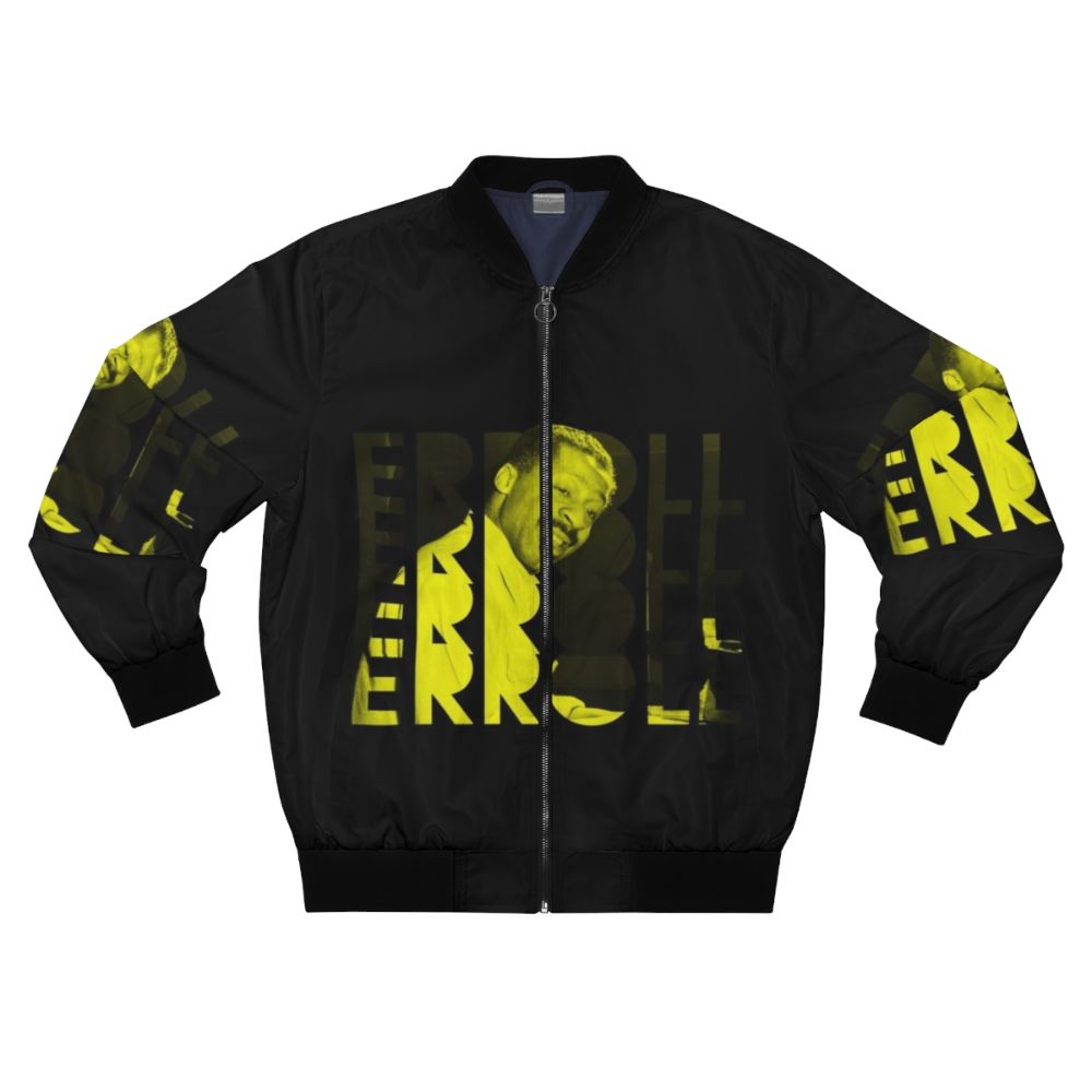 Erroll Garner Jazz Musician Bomber Jacket with Yellow Wave Lettering Design