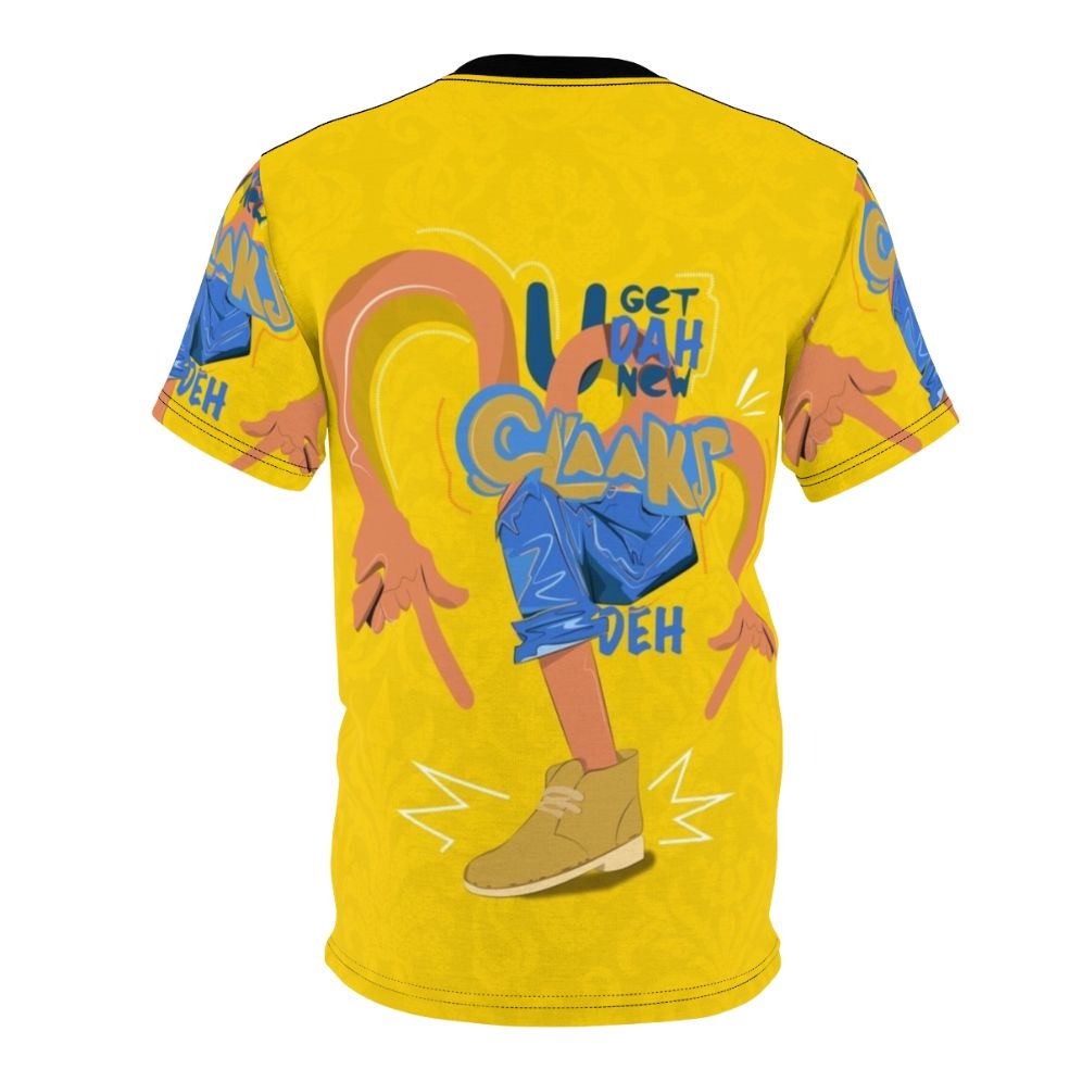 Vibrant all-over-print t-shirt featuring Jamaican-inspired graphics and typography - Back