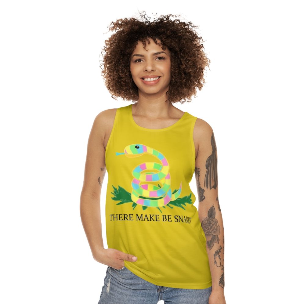 Unisex tank top with snake graphic - women