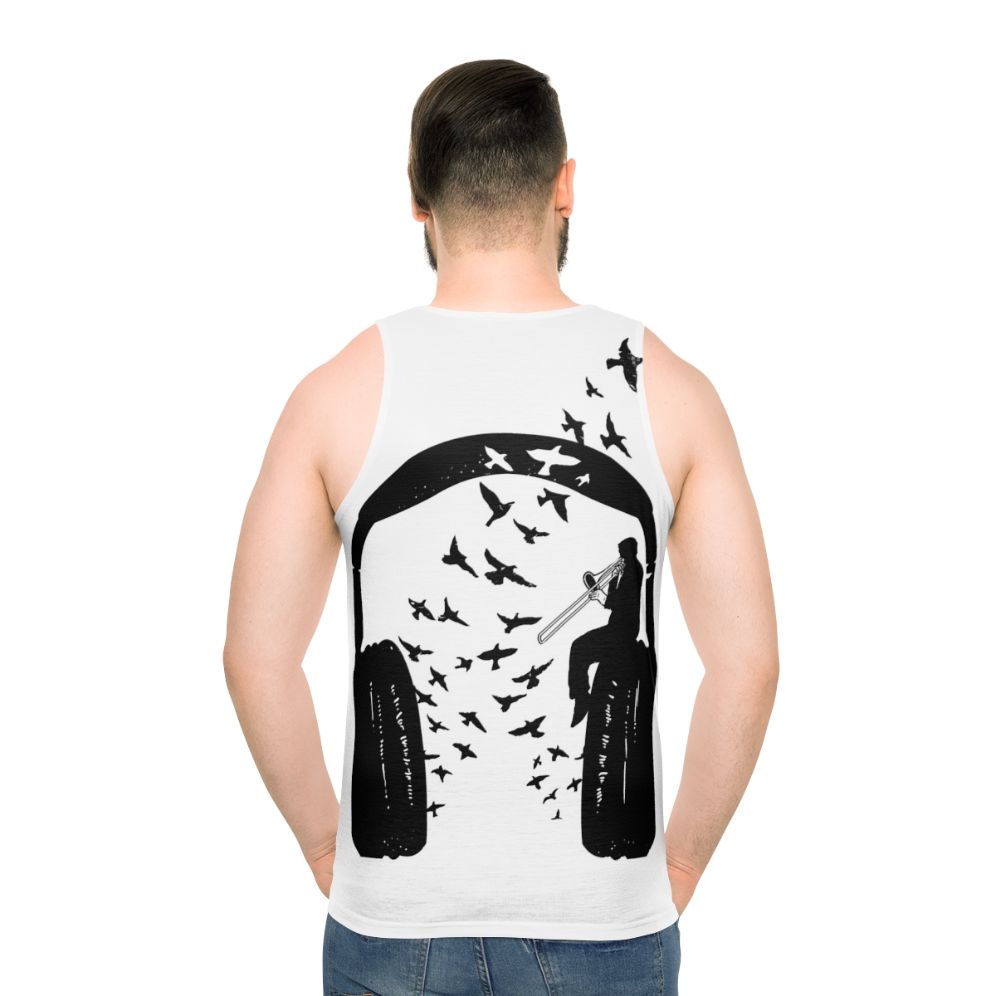 Headphone Trombone Unisex Tank Top - men back