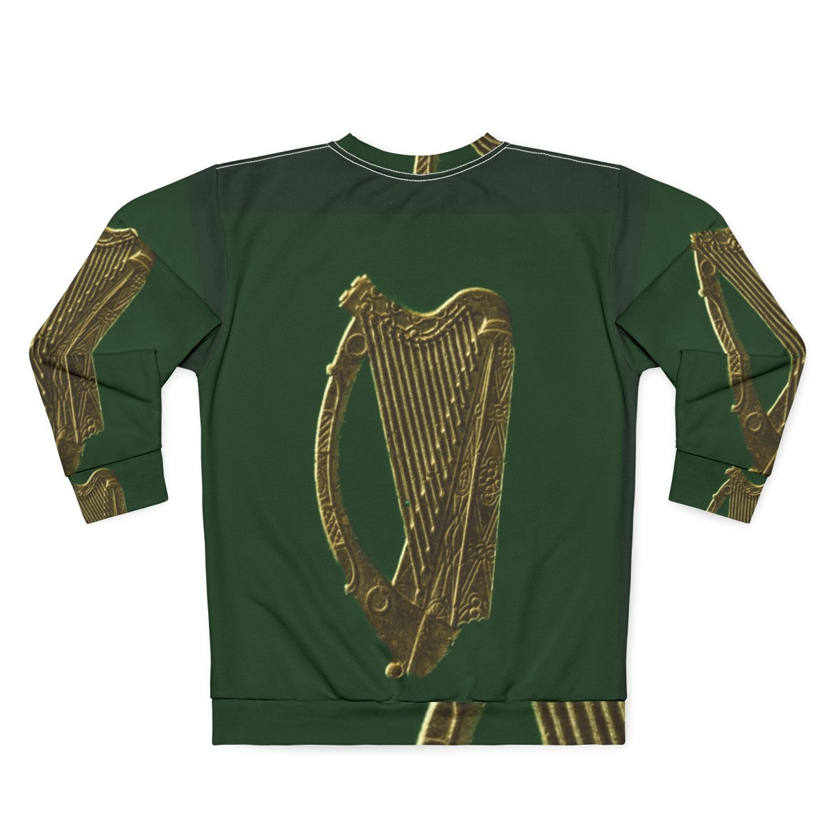 Green Irish Celtic Harp Sweatshirt - Back