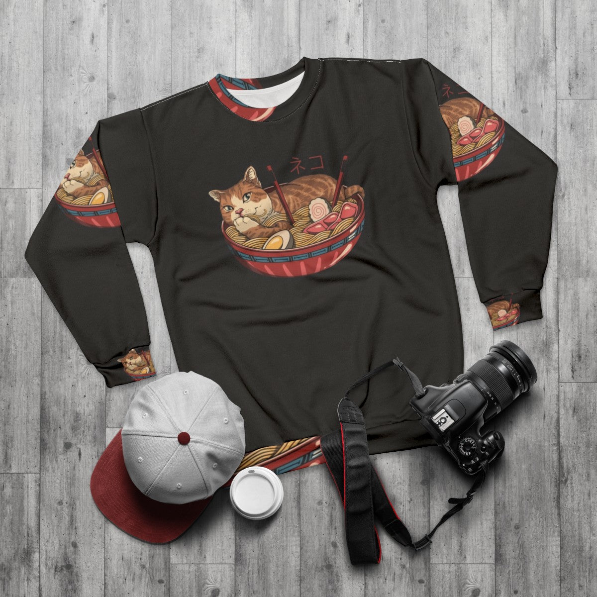 Neko Ramen Cat Sweatshirt - flat lay