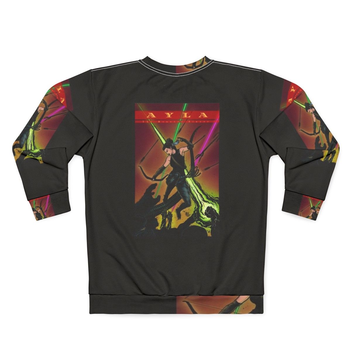 Ayla The Monster Slayer Jumping Into Battle Sweatshirt - Back