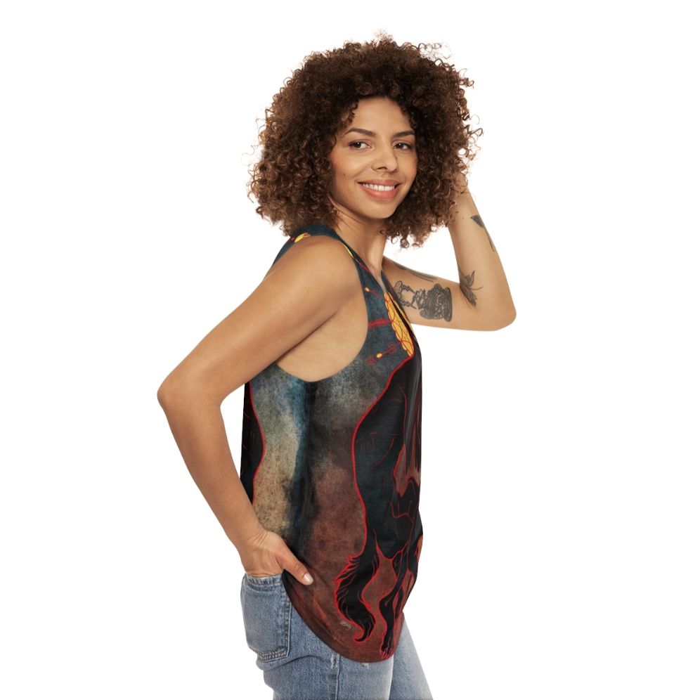 Unisex spiritual trippy third eye tank top - women side