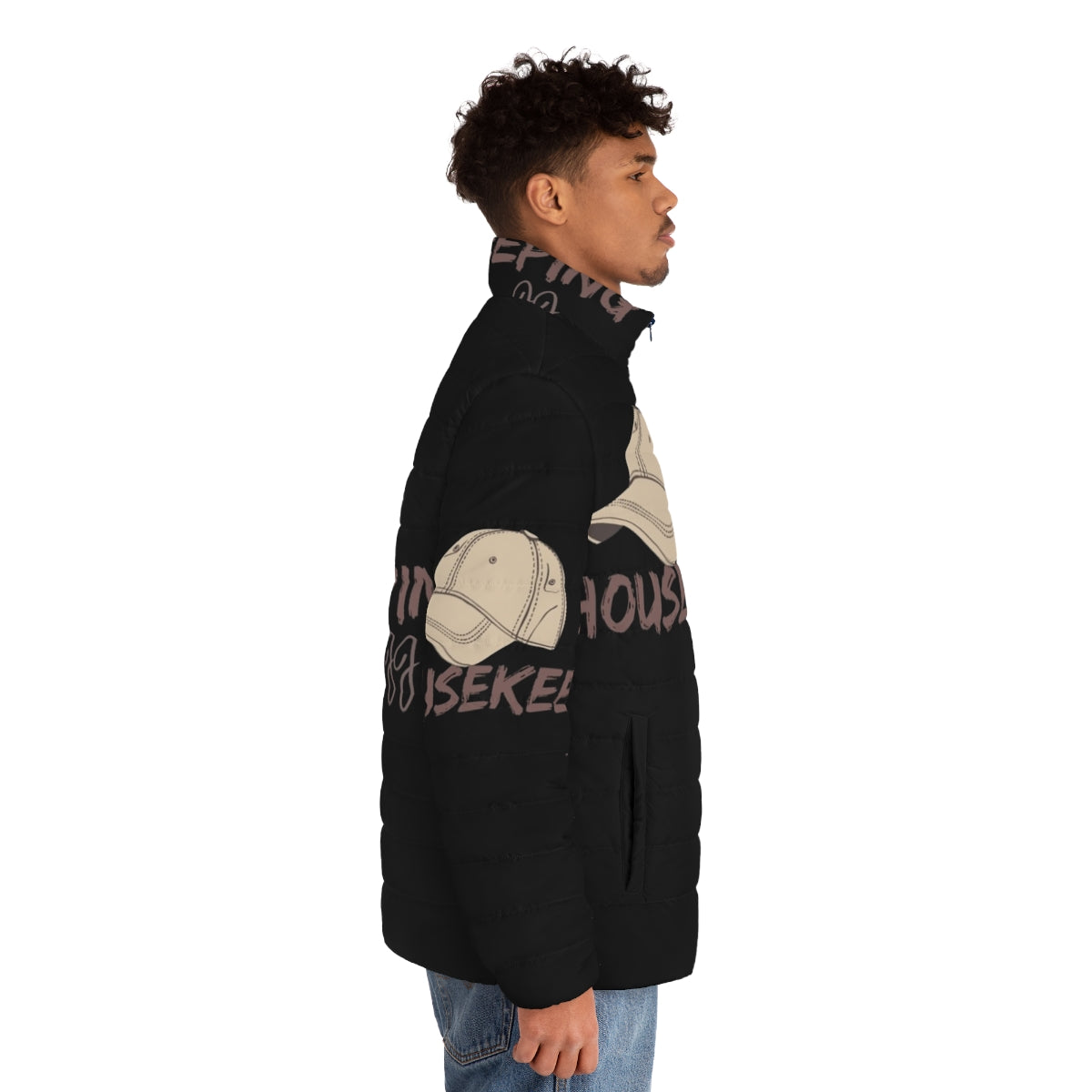 Outer Banks JJ Puffer Jacket with Quotes and Iconic Style - men side right