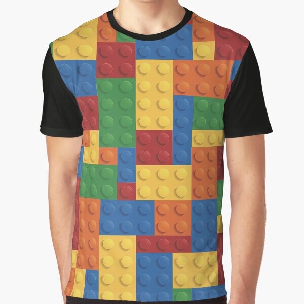 Lego minifigure block pattern graphic t-shirt