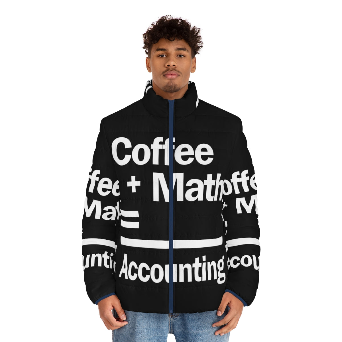 Coffee Math Accounting Puffer Jacket for Warm Winter Wear - men front