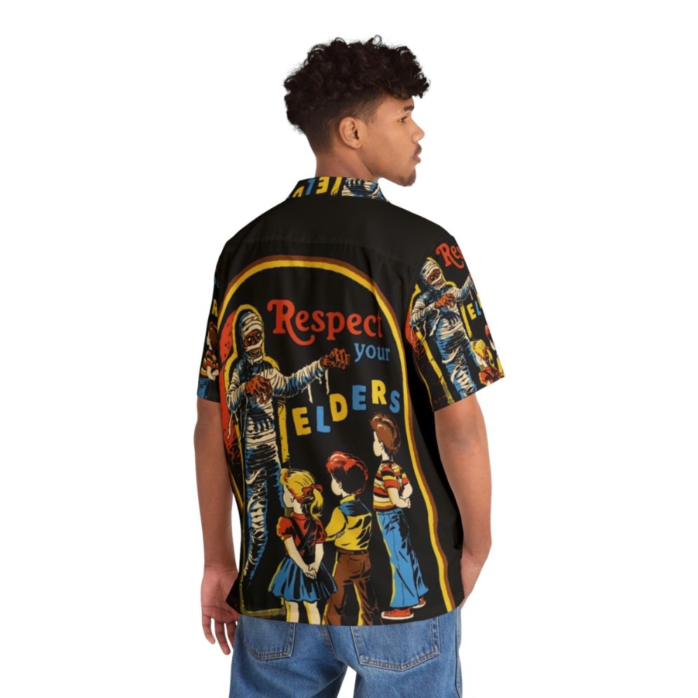 Respect Your Elders Vintage Hawaiian Shirt with Mummy Horror Design - People Back