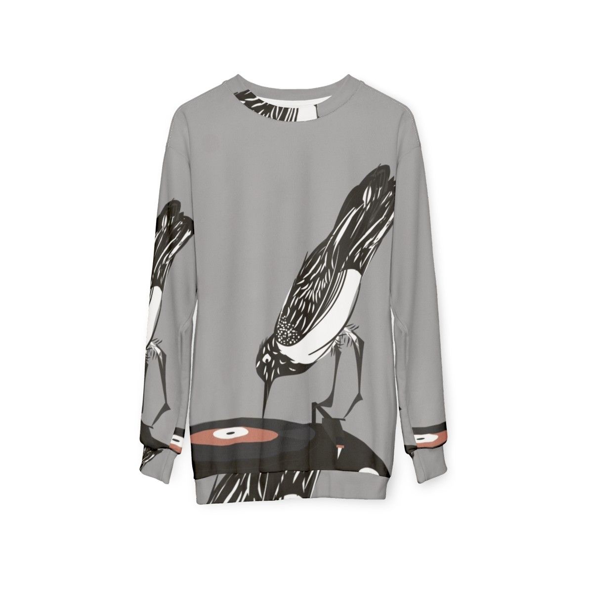 Magpie DJ Sweatshirt with Vintage Turntable Design - hanging