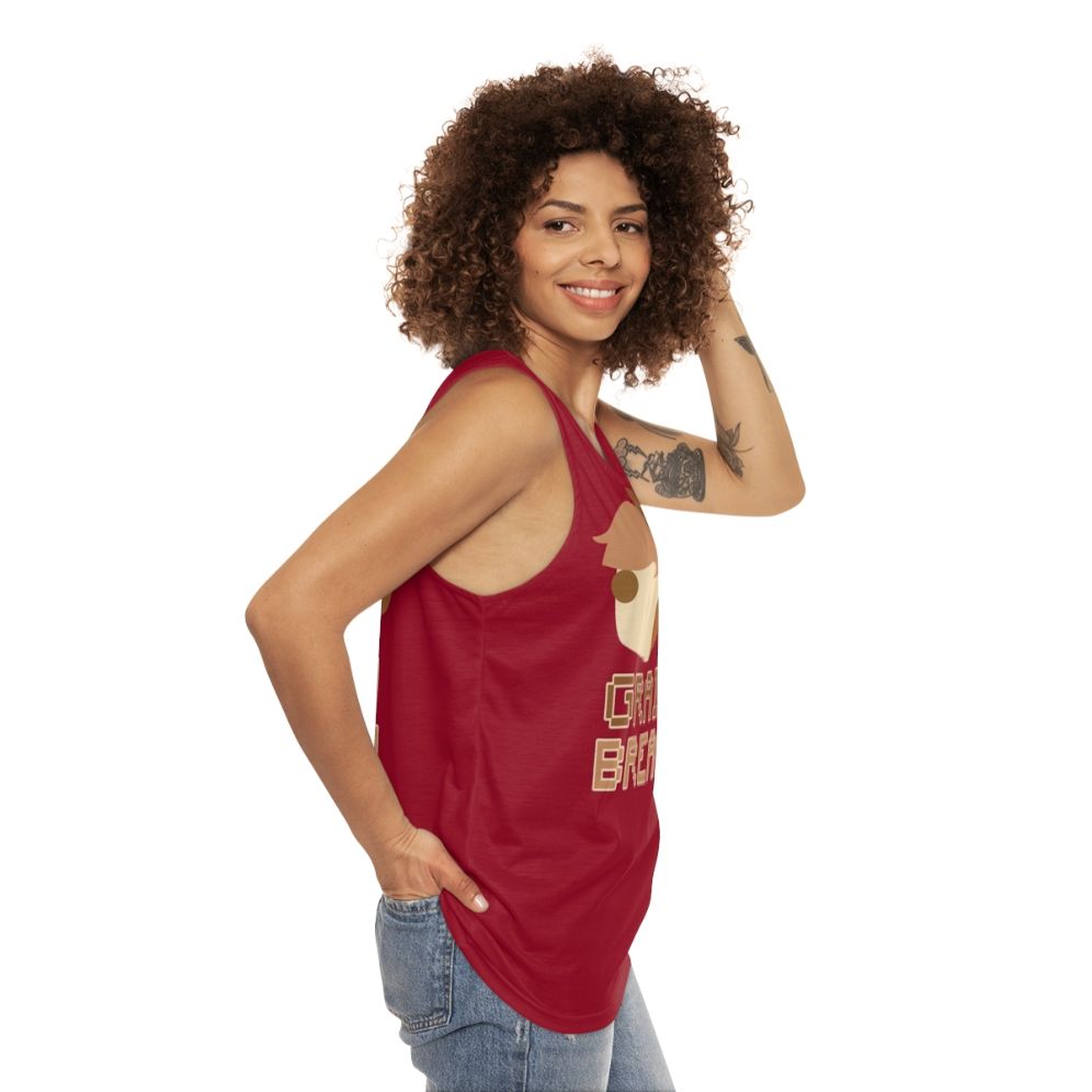 Unisex grain bread tank top with hermitcraft design - women side