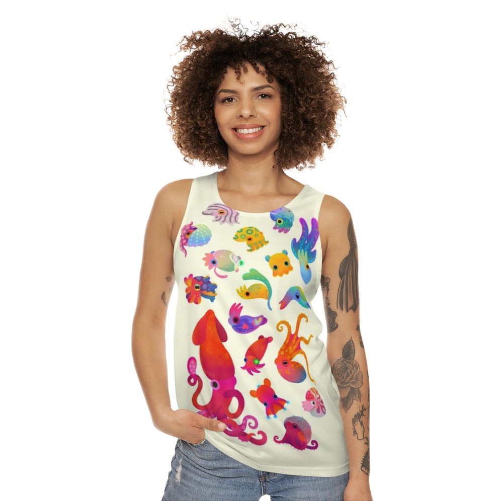 Pastel cephalopod unisex tank top - women