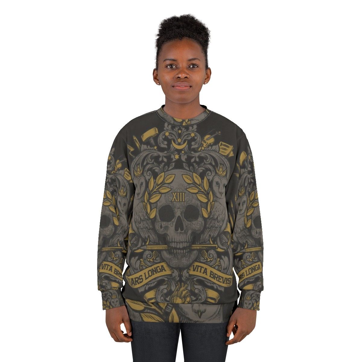 Ars Longa Vita Brevis Artists Sweatshirt with Heraldic Skull Motif - women