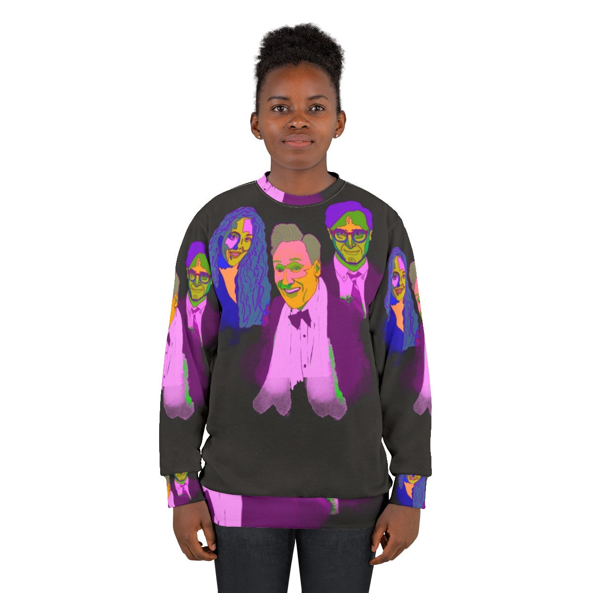 Bold and unique Conan O'Brien abstract art portrait sweatshirt - women