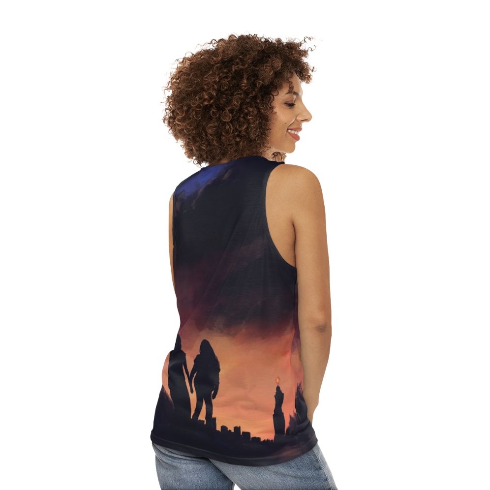 The 100' unisex tank top with Clarke Griffin and Lexa Commander design - women back