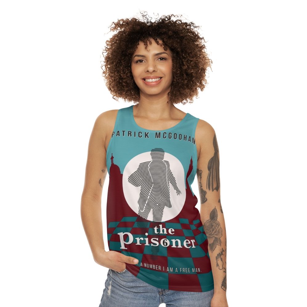 The Prisoner Unisex Tank Top featuring Patrick McGoohan as Number 6 - women