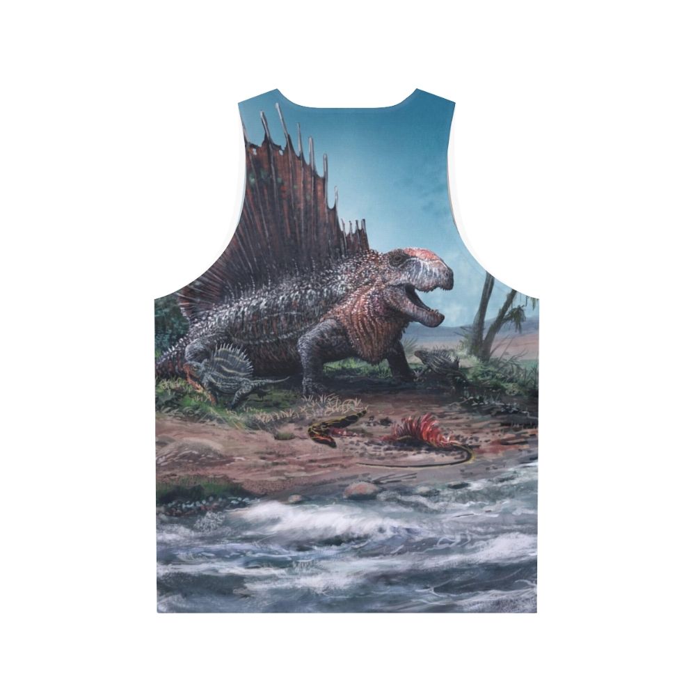 Dimetrodon unisex tank top with paleoart design - Back