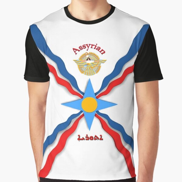 Assyrian flag graphic design printed on a high-quality t-shirt