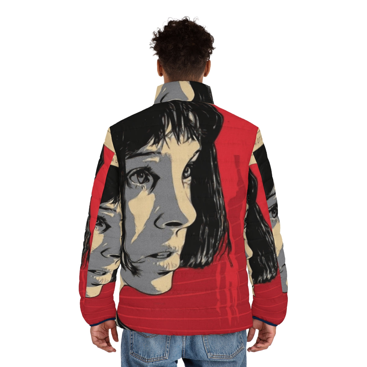 Mathilda's red and black puffer jacket from the movie poster of The Professional - men back