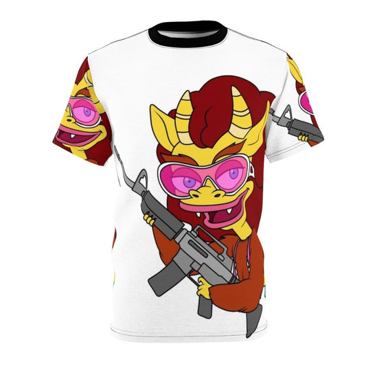 Big Mouth Connie Character T-Shirt with Guns and Weapons