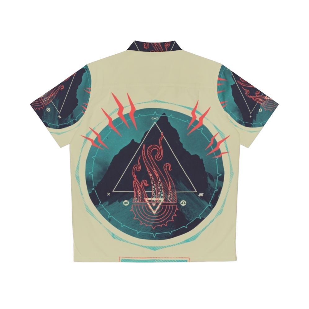 Lovecraft-Inspired Mountain of Madness Hawaiian Shirt with abstract occult symbols - Back