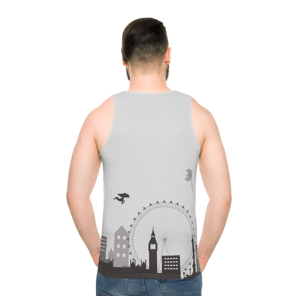 Unisex urban landscape greyscale tank top - men back